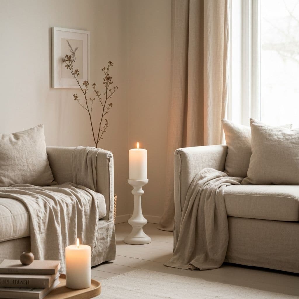 Świeczka Cire Blanche w eleganckim wnętrzu